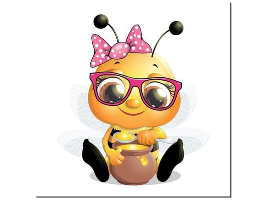Obraz, Pszczółka w okularach jedząca miodek, 40x40 cm Oobrazy