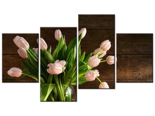 Obraz Pudrowy tulipan, 4 elementy, 120x70 cm Oobrazy