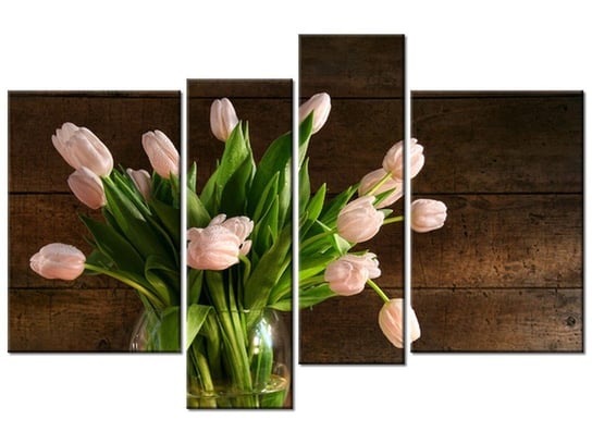 Obraz Pudrowy tulipan, 4 elementy, 130x85 cm Oobrazy