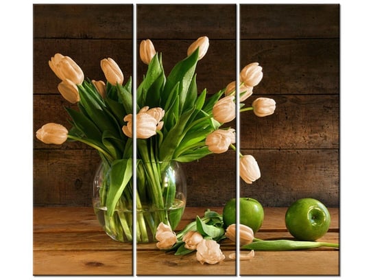 Obraz Rdzawe tulipany, 3 elementy, 90x80 cm Oobrazy