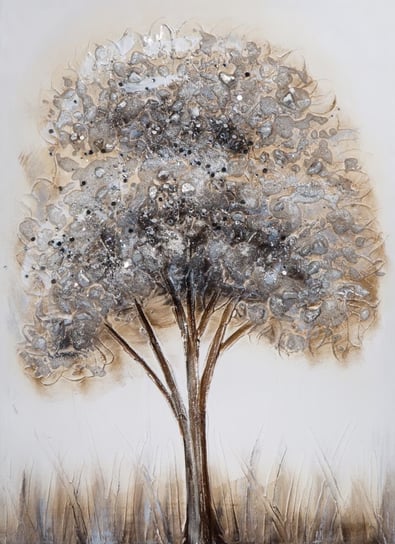 Obraz Ręcznie Malowany Drzewo 50X70X3 Beżowy Eurofirany