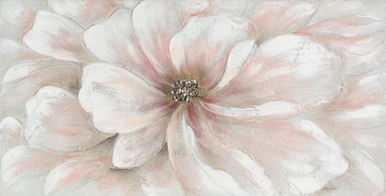 Obraz Ręcznie Malowany Kwiat Z Cekinami 60X120 Różówy Eurofirany