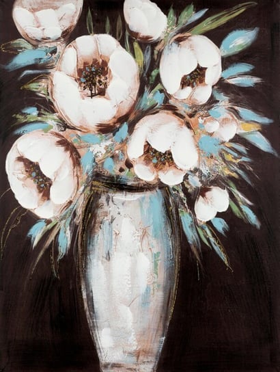 Obraz ręcznie malowany kwiaty w wazonie 60X80 wielokolorowy Eurofirany