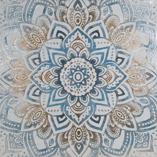 Obraz Ręcznie Malowany Mandala 100X100 Niebieski Eurofirany