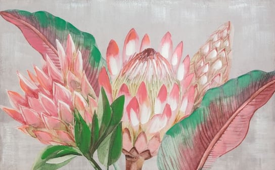 Obraz Ręcznie Malowany Na Płótnie Kwiaty 60X100 Różowy Eurofirany