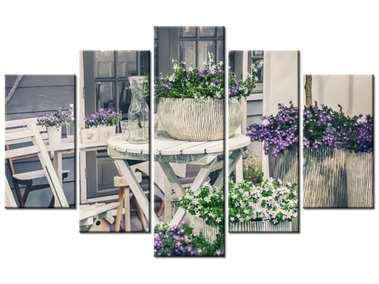 Obraz Relaks wśród kwiatów, 5 elementów, 100x63 cm Oobrazy