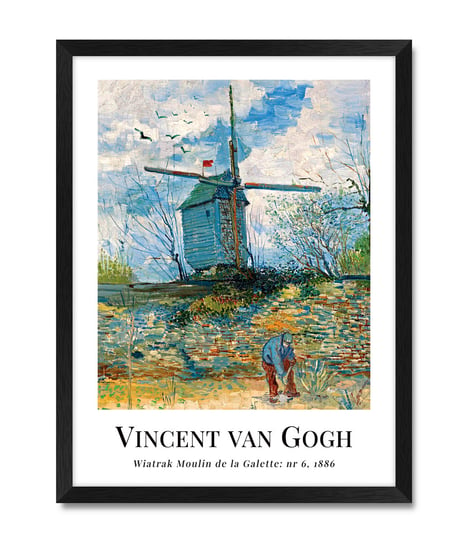 Obraz reprodukcja na ścianę do salonu wiatrak młyn krajobraz Van Gogh 32x42 cm iWALL studio