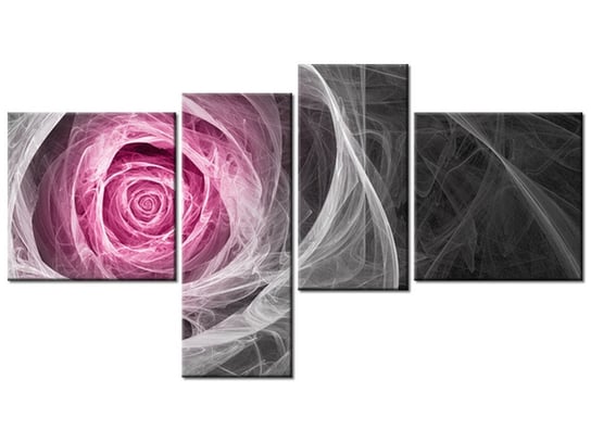 Obraz Róża fraktalna w fuksji, 4 elementy, 100x55 cm Oobrazy