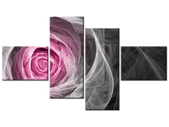 Obraz, Róża fraktalna w fuksji, 4 elementy, 140x80 cm Oobrazy