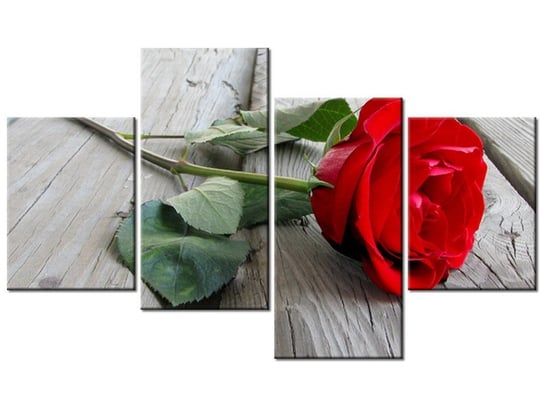 Obraz Róża na deskach, 4 elementy, 120x70 cm Oobrazy