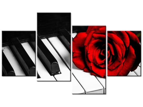 Obraz Róża na fortepianie, 4 elementy, 120x70 cm Oobrazy