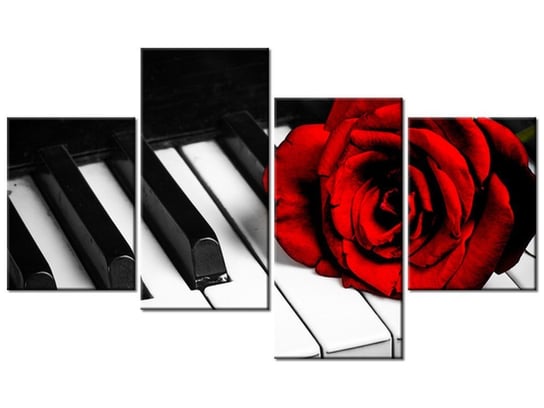 Obraz Róża na fortepianie, 4 elementy, 120x70 cm Oobrazy