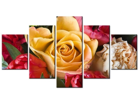Obraz Róża w bukiecie, 5 elementów, 150x80 cm Oobrazy