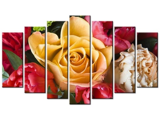 Obraz Róża w bukiecie, 7 elementów, 140x80 cm Oobrazy