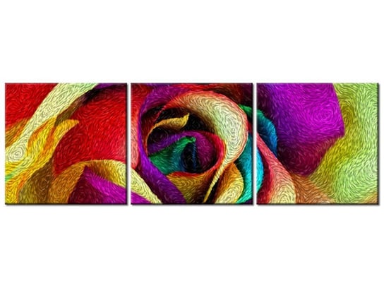 Obraz Róża w stylu Van Gogh, 3 elementy, 120x40 cm Oobrazy