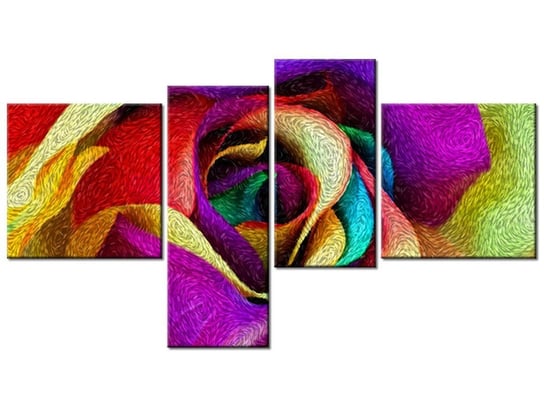Obraz Róża w stylu Van Gogh, 4 elementy, 100x55 cm Oobrazy