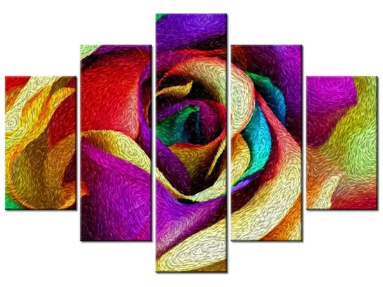 Obraz Róża w stylu Van Gogh, 5 elementów, 150x105 cm Oobrazy