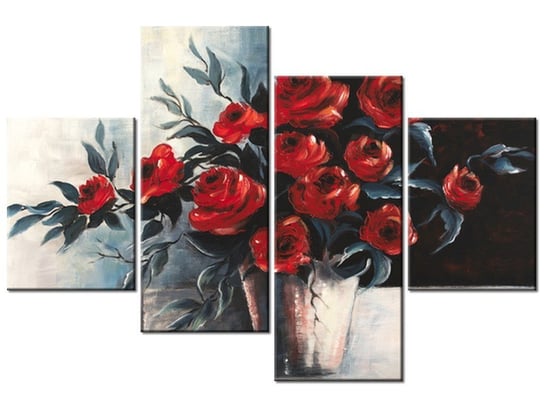 Obraz Róże w wazonie, 4 elementy, 120x80 cm Oobrazy