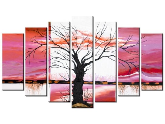 Obraz Rozłożyste drzewo o zachodzie słońca, 7 elementów, 140x80 cm Oobrazy