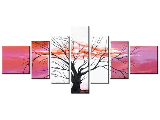 Obraz Rozłożyste drzewo o zachodzie słońca, 7 elementów, 160x70 cm Oobrazy