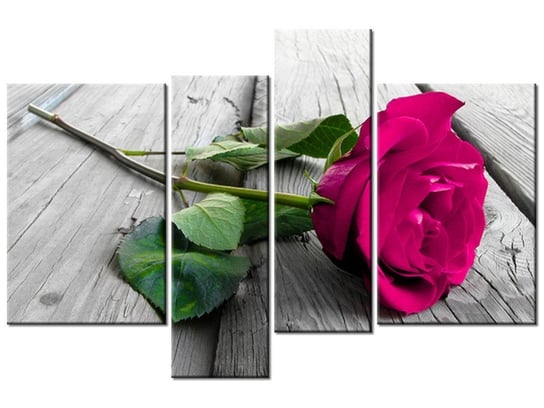 Obraz Różowa róża na moście, 4 elementy, 130x85 cm Oobrazy