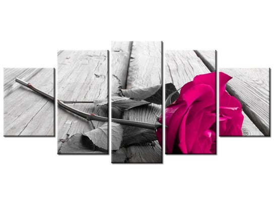 Obraz Różowa różyczka, 5 elementów, 150x70 cm Oobrazy