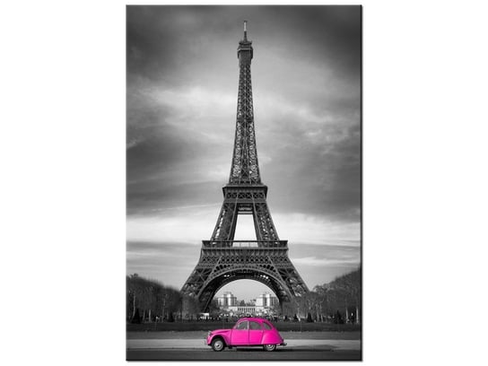 Obraz, Różowe autko w Paryżu, 80x120 cm Oobrazy
