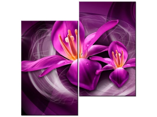 Obraz Różowe kosmiczne kwiaty - Jakub Banaś, 2 elementy, 60x60 cm Oobrazy