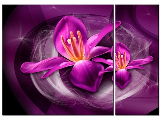 Obraz Różowe kosmiczne kwiaty - Jakub Banaś, 2 elementy, 70x50 cm Oobrazy