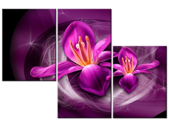 Obraz Różowe kosmiczne kwiaty - Jakub Banaś, 3 elementy, 90x60 cm Oobrazy
