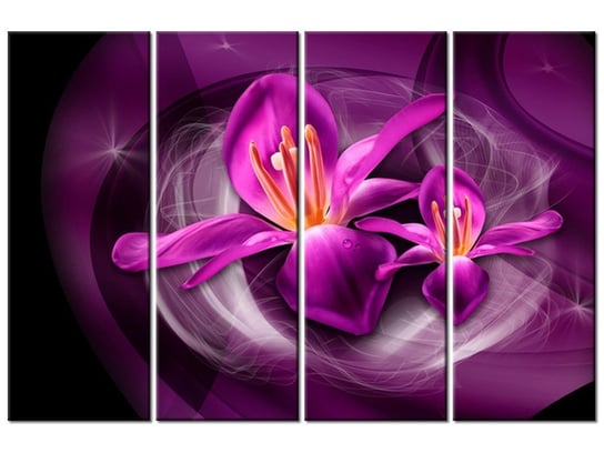 Obraz Różowe kosmiczne kwiaty - Jakub Banaś, 4 elementy, 120x80 cm Oobrazy