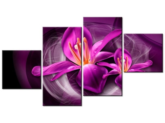 Obraz Różowe kosmiczne kwiaty - Jakub Banaś, 4 elementy, 160x90 cm Oobrazy