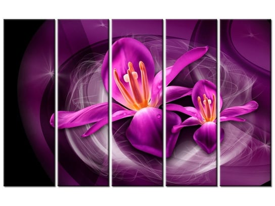 Obraz Różowe kosmiczne kwiaty - Jakub Banaś, 5 elementów, 100x63 cm Oobrazy