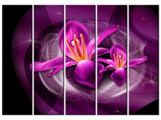 Obraz Różowe kosmiczne kwiaty - Jakub Banaś, 5 elementów, 225x160 cm Oobrazy