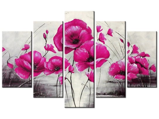 Obraz Różowe Maki, 5 elementów, 100x63 cm Oobrazy