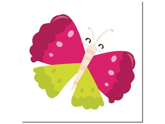 Obraz Różowo limonkowy motyl, 40x40 cm Oobrazy