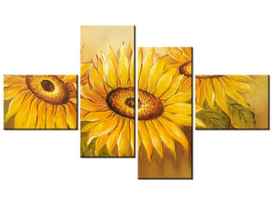 Obraz Rumiane słoneczniki, 4 elementy, 140x80 cm Oobrazy