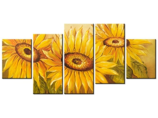 Obraz Rumiane słoneczniki, 5 elementów, 150x70 cm Oobrazy