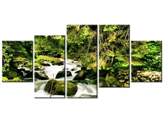 Obraz Rzeczka w górach, 5 elementów, 150x70 cm Oobrazy