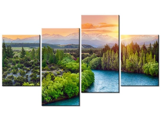 Obraz Rzeka Clutha w Nowej Zelandii, 4 elementy, 120x70 cm Oobrazy