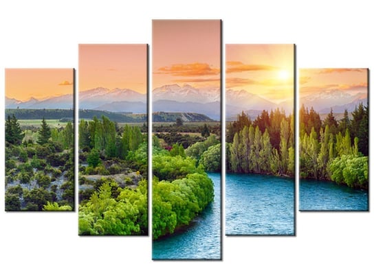 Obraz, Rzeka Clutha w Nowej Zelandii, 5 elementów, 150x100 cm Oobrazy