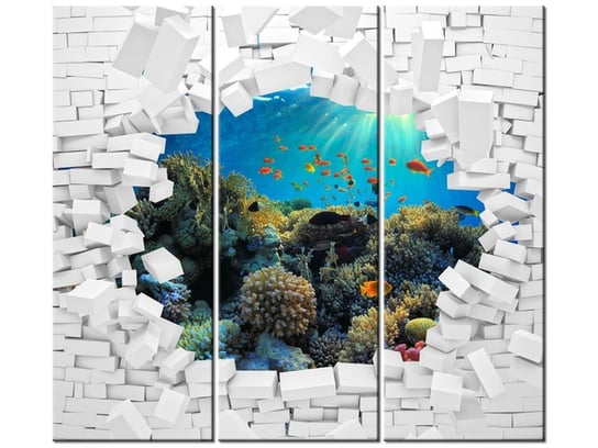 Obraz Ściana z morskim widokiem, 3 elementy, 90x80 cm Oobrazy