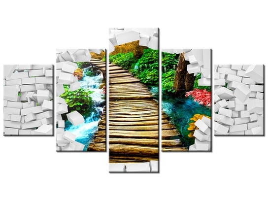 Obraz Ściana z widokiem na most, 5 elementów, 125x70 cm Oobrazy