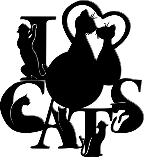 Obraz Ścienny Ażurowy I love Cats Kocham Koty Dekoracja Ścienna Kolory Inna marka