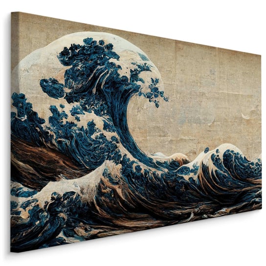 Obraz Ścienny CANVAS FALA Ocean Morze Natura Styl Retro 120cm x 80cm Muralo
