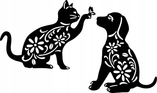 Obraz Ścienny Dekoracja drewniana Przyjaciele Pies z Kotem Inna marka