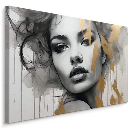 Obraz Ścienny Do Salonu Abstrakcyjny Portret Kobiety Styl Glamour 100Cm X 70Cm Muralo