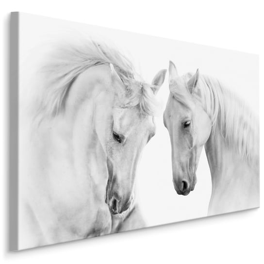 Obraz Ścienny Do Salonu Białe KONIE Zwierzęta Natura 3D 40cm x 30cm Muralo