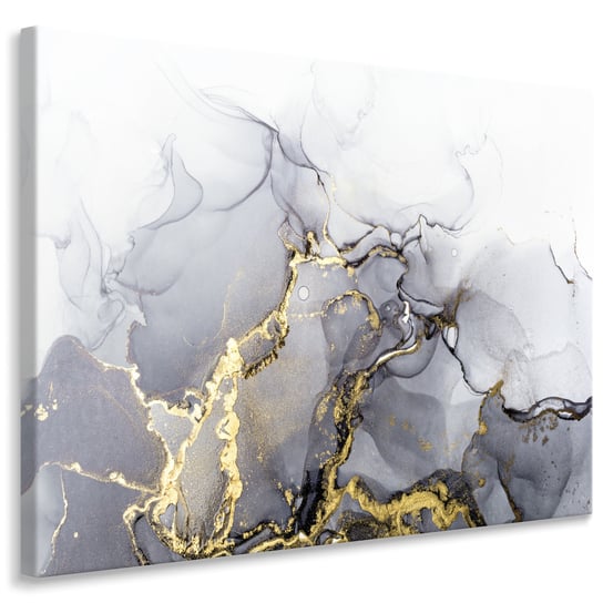 Obraz Ścienny MARMUR Abstrakcja Elementy Złota Akwarele 100cm x 70cm Muralo