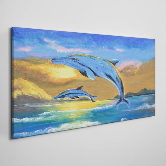 Obraz ścienny Na Płótnie Delfiny słońce 100x50 cm Coloray